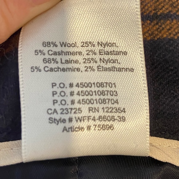 Aritzia Wilfred Wool Tie-Front Pants in Navy/Orange Plaid - Picture 12 of 12